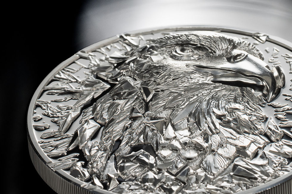 Miniatura: SILVER BURST Bald Eagle 3 Oz Silver Coin 20$ Cook Islands 2024