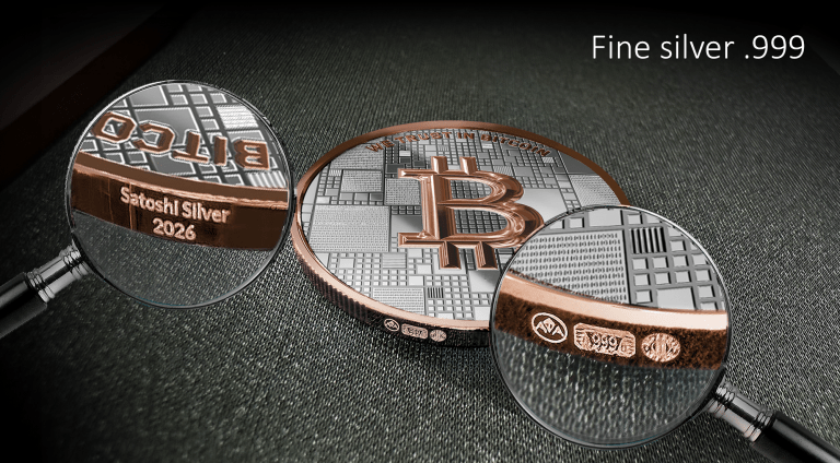 Miniatura: Project Crab: Rose Gold Edition Silver Coin Satoshi 2026 in ApoPaxx