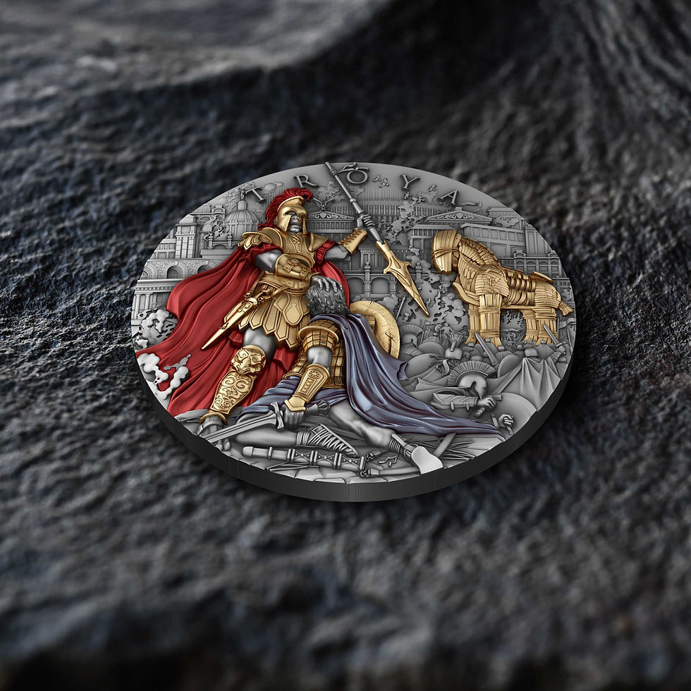Miniatura: TROYA - 2 Oz .999 High Relief Silver Coin - $5 Niue 2024