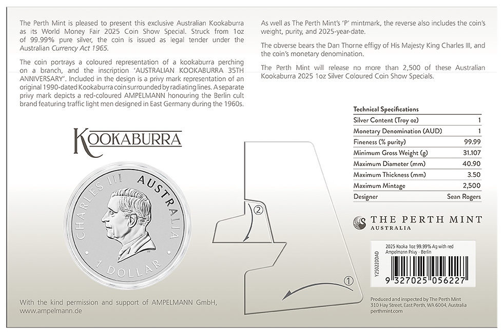 Miniature : 2025 Australia Kookaburra WMF Berlin Colorized with Amplemann Privy 1 oz Silver