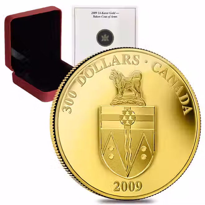 2009 Canada $300 Yukon Coat of Arms 60 gram 14 Karat Proof Gold Coin
