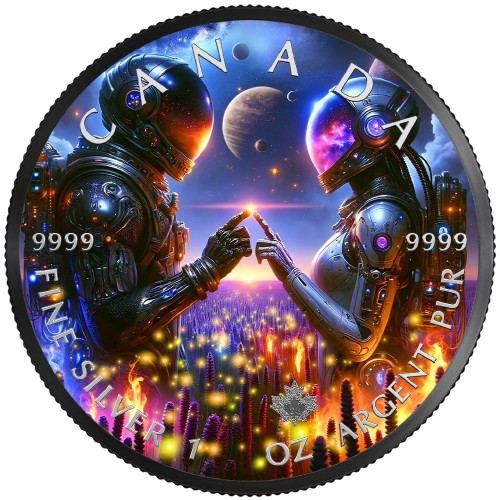 Miniatura: Astronauts - Black ruthenium - 1oz 999.9 Silver Coin $5 Canada 2023