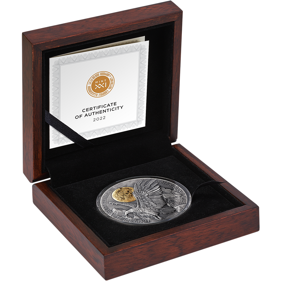 Miniatura: AMERICAN EAGLE Wildlife in the Moonlight 2 Oz Silver Coin 10 Cedis Ghana 2022