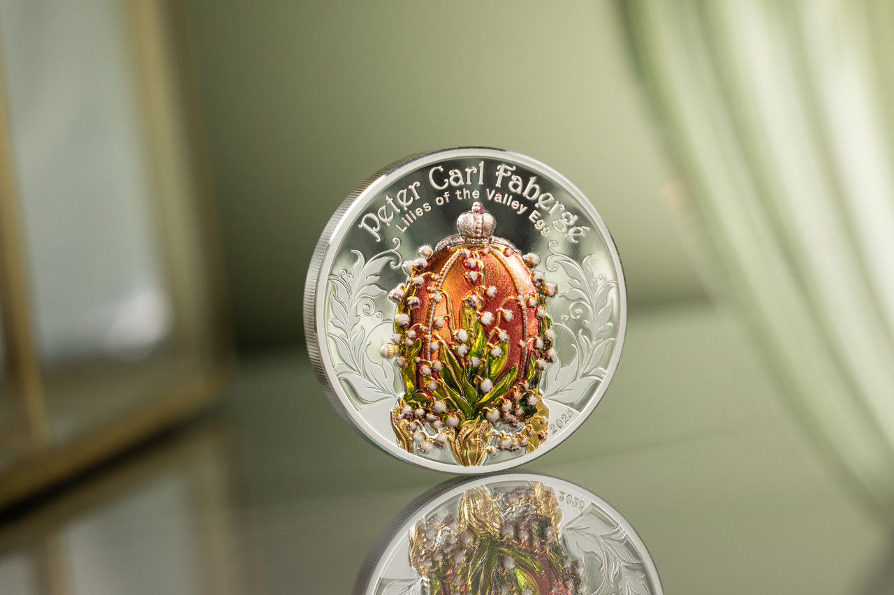 LILIES OF THE VALLY Egg Faberge Egg 2 Oz Silver 1000 Togrog Mongolia 2024