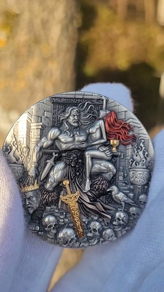 Miniaturbild: Barbarian King - 2oz .999 Silver in High Relief $5 Niue 2025