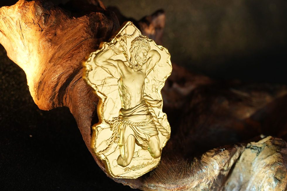 Thumbnail: St. Simon: 12 Apostles Series Gold Glided 2 oz Silver Coin 2000F Cameroo