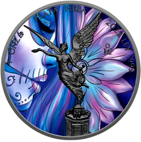 Miniatura: COA.001 1 oz 999 Silver Mexican Libertad 2022 - Lotus Girl Colorized & Ruthenium