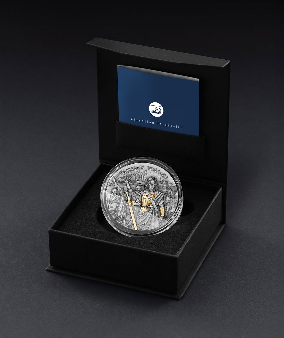 Miniatura: WILLIAM WALLACE Legendary Warrior series 2oz High Relief Silver $5 Niue 2025