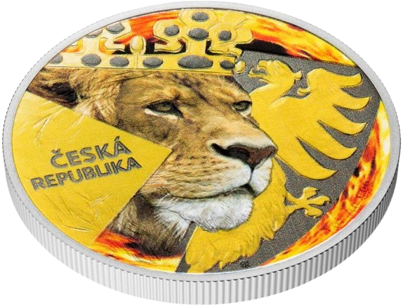 Miniatura: BURNING CZECH LION Special Edition Proof 1 Oz Silver Coin 2$ Niue 2024