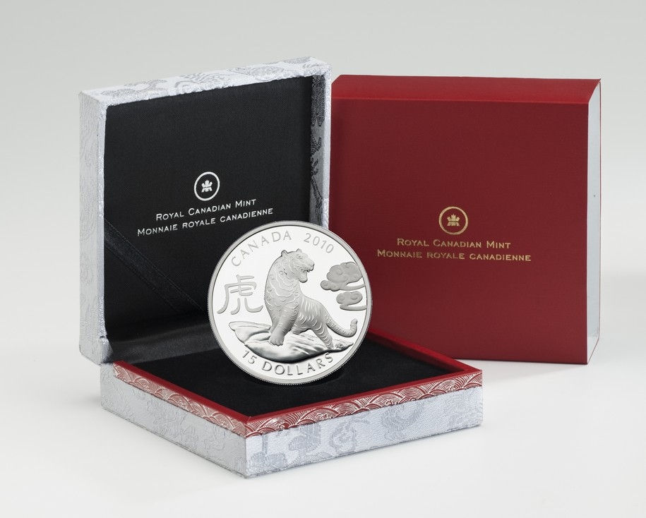 2010 $15 YEAR OF THE TIGER - PURE SILVER COIN