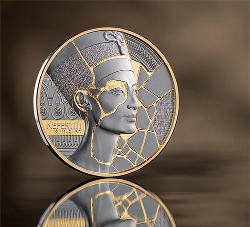 Nefertiti: Kintsugi Art Series 2oz .999 Silver Coin 2000 Francs