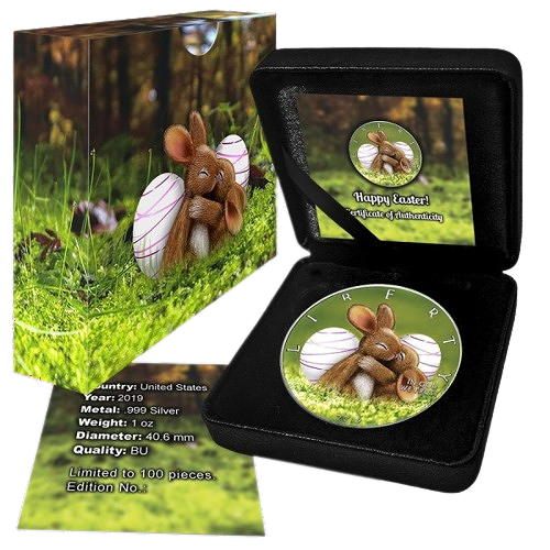 Miniatura: 2019 1oz $1 USD American Silver Eagle Easter Coin