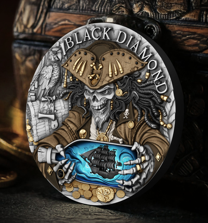 BLACK DIAMOND 2oz High Relief .999 Silver Coin $5 Niue 2025