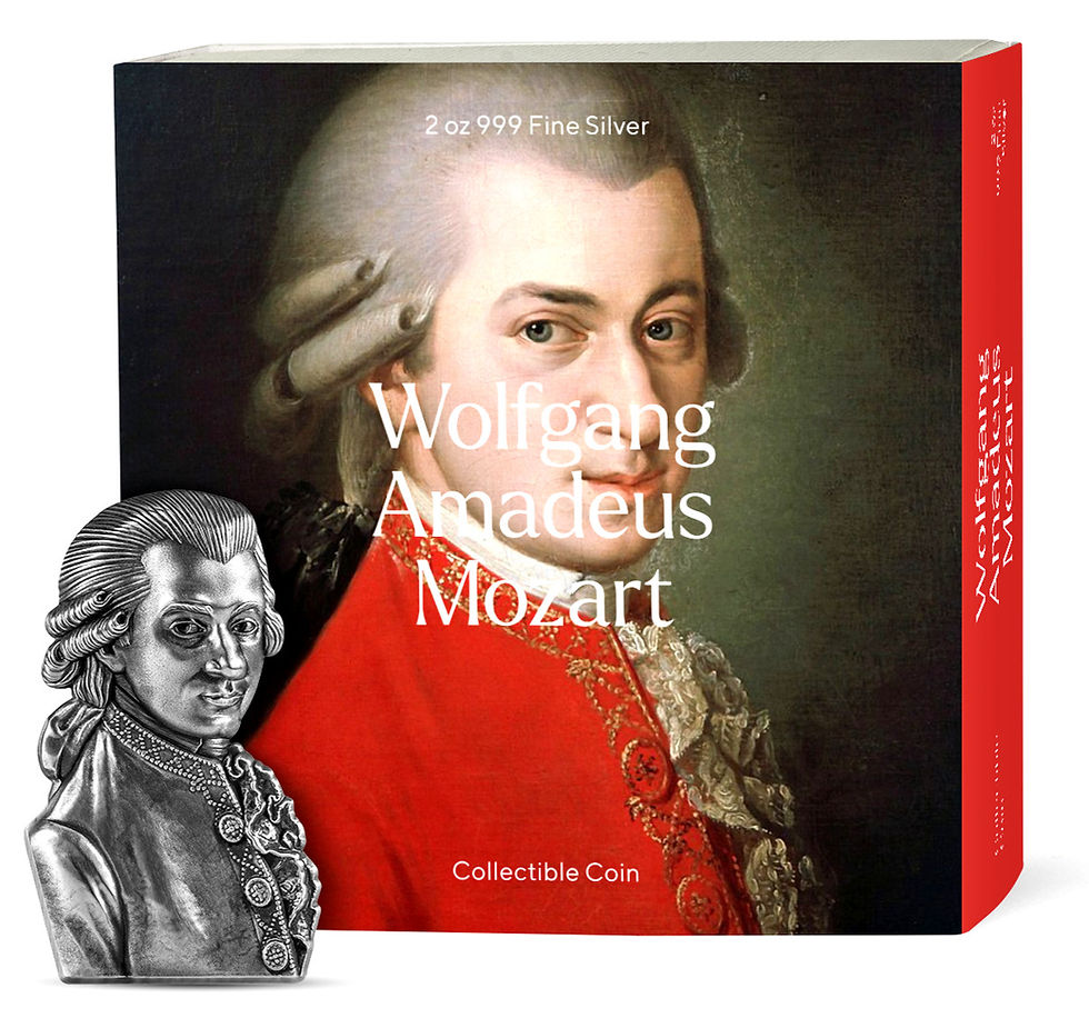 Miniatura: Wolfgang Amadeus Mozart 2 oz Fine Silver Coin – Chad 2023