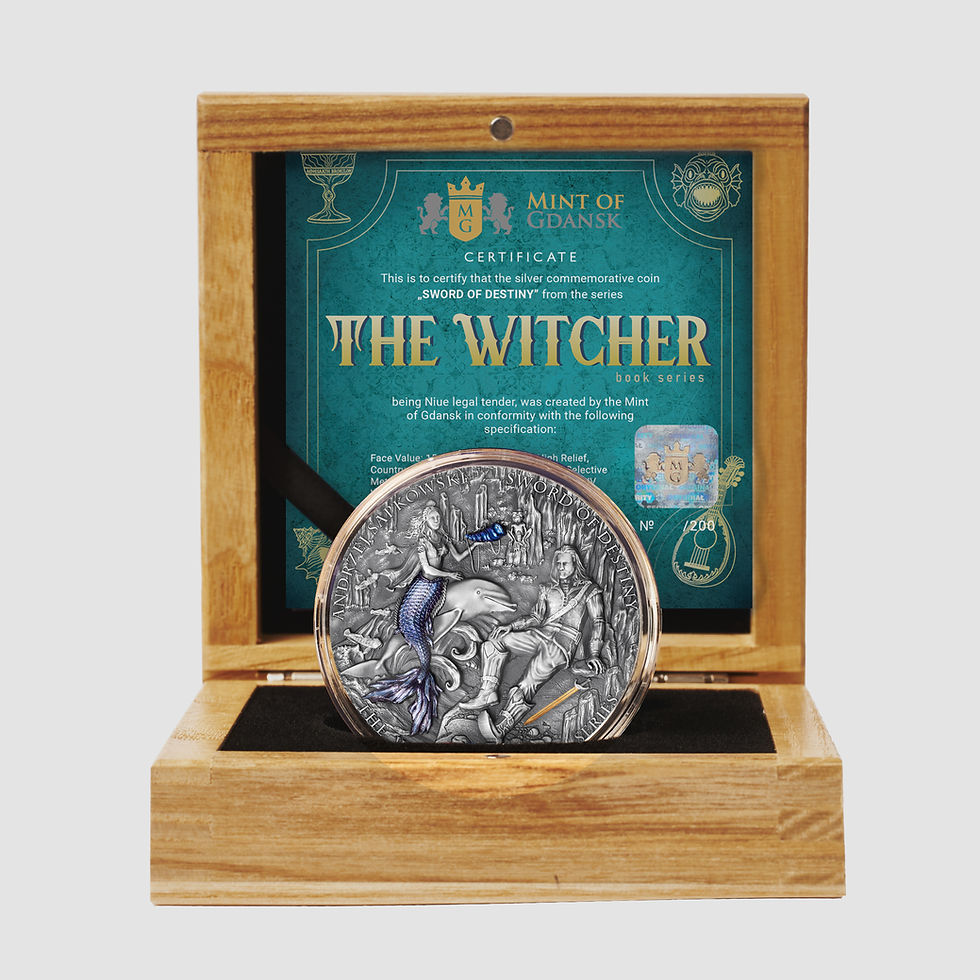 Miniature : SWORD OF DESTINY: The Witcher Book Series - 200g .999 Silver 15$ Niue 2025