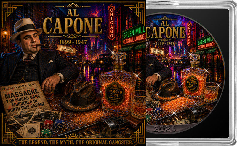 Thumbnail: AL CAPONE St. Valentine’s Day Massacre - 1 Oz .999 Silver Coin - 1$ USA 2026