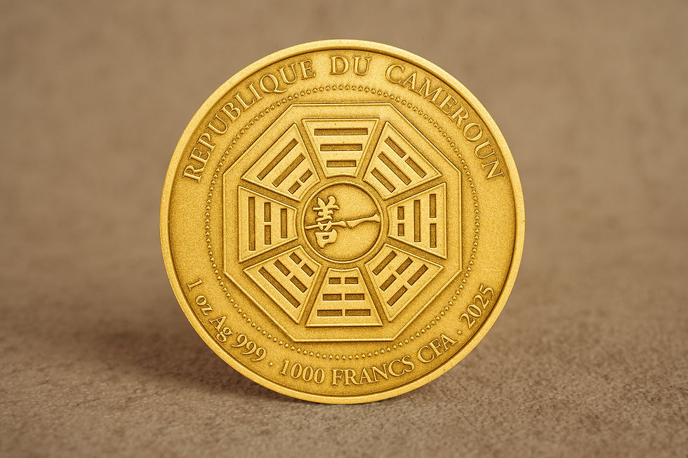 Miniature : Grand Master Lee Chun Feng 1oz .999 Gold Glided High Relief Silver Cameroon 2025