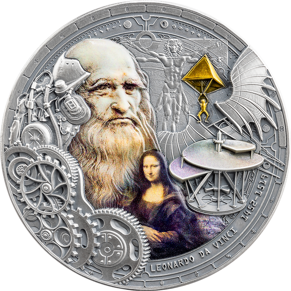 Miniaturbild: Leonardo Da Vinci - Futurists of the Past 2 oz Antiqued Silver Cameroon 2024