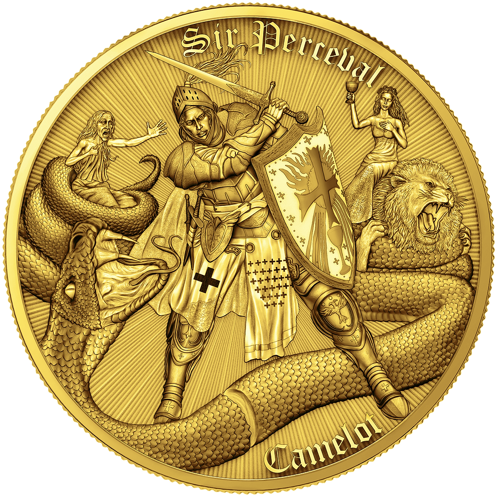 Thumbnail: Camelot BU Edition: Sir Perceval Full Gilding - 1 oz 999.9 silver 2$ Niue 2026