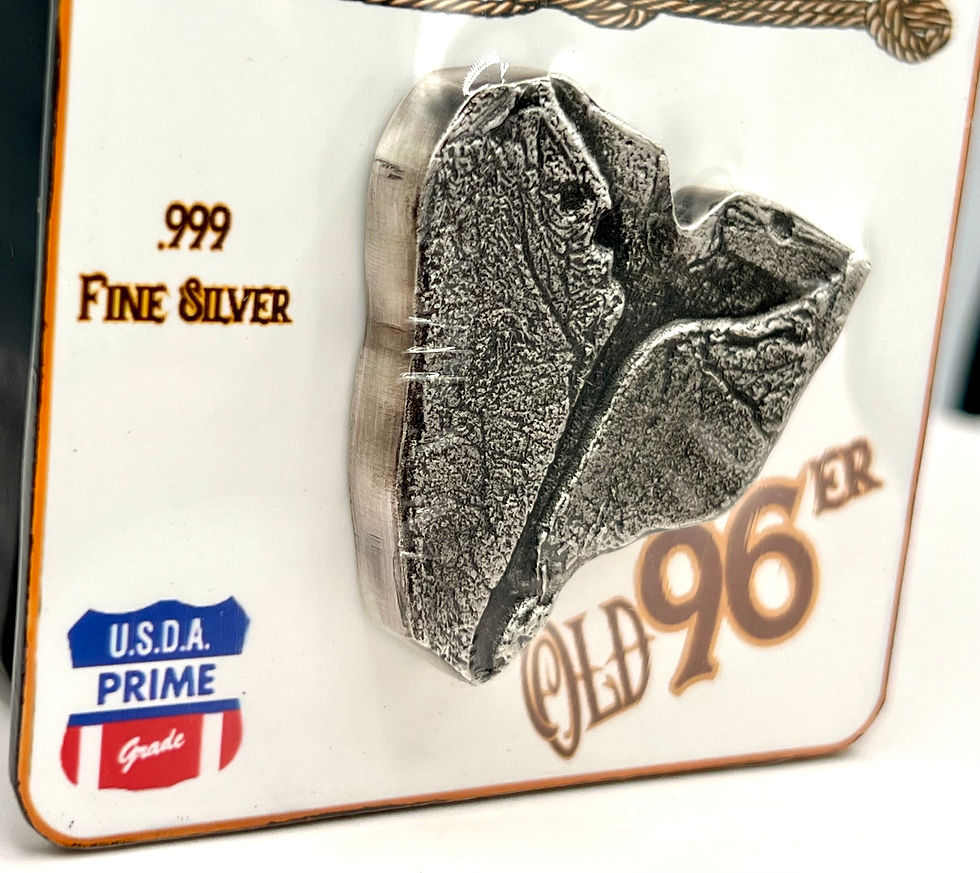 Miniatura: Rogue's Island Steakhouse Old 96er T-Bone Steak Poured 2.7 oz Silver Bar in Card