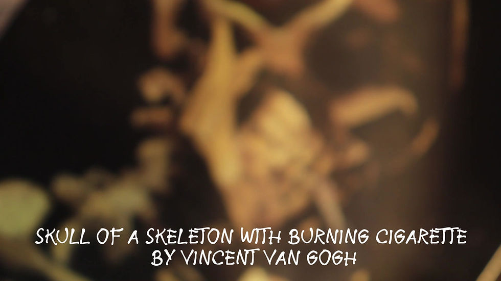 Miniatura: Head of a Skeleton with a Burning Cigarette by Vincent Van Gogh 1oz .999 Silver