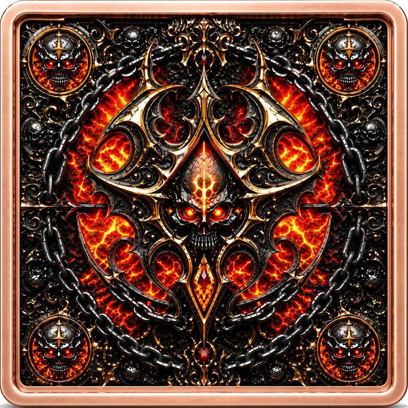 Miniatura: HELLFIRE SKULL: Skulls of the Underworld 5 Oz Copper Bar Italy 2026