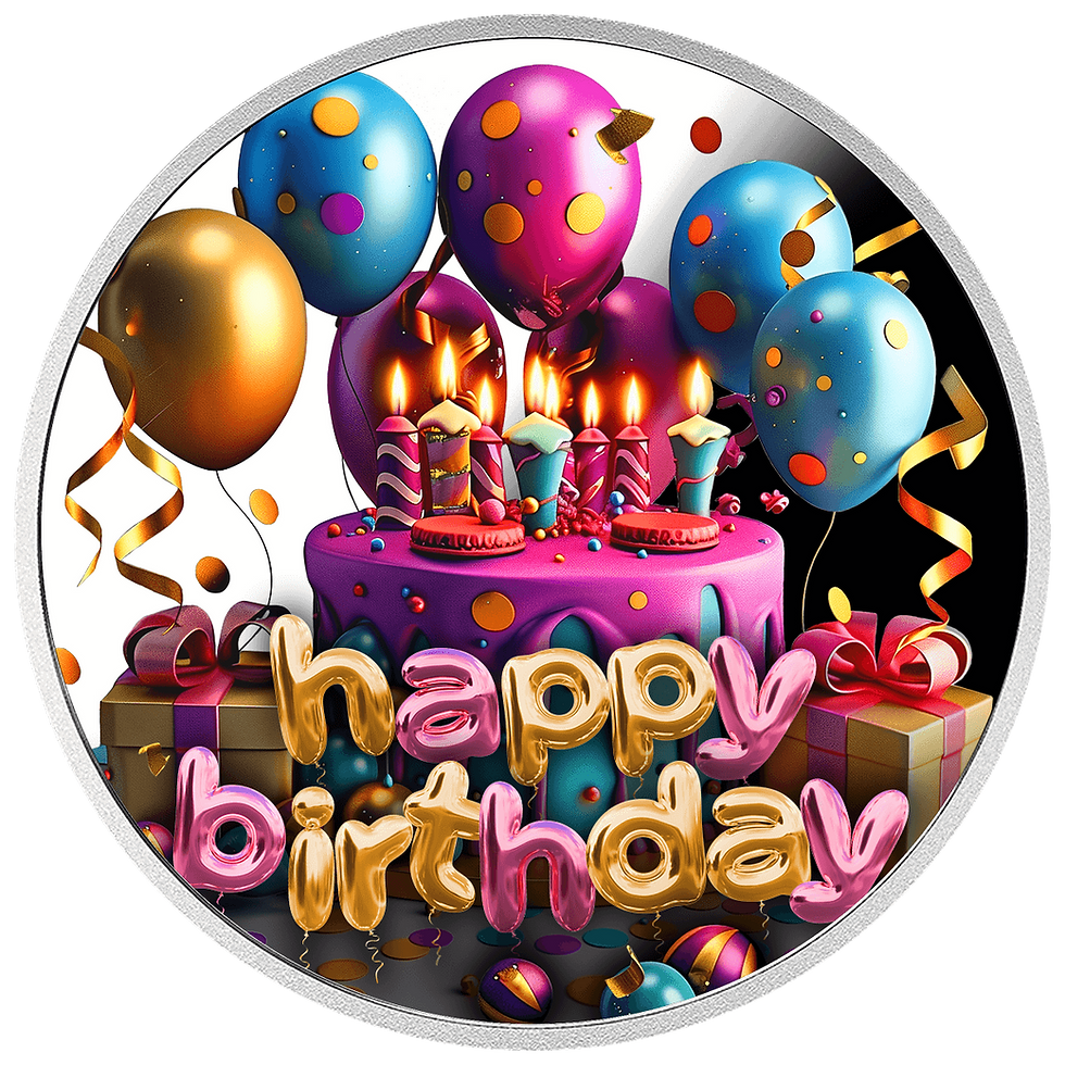 Miniatura: Happy Birthday - 17.50g Silver Coin - 500 Francs CFA Cameroon 2025