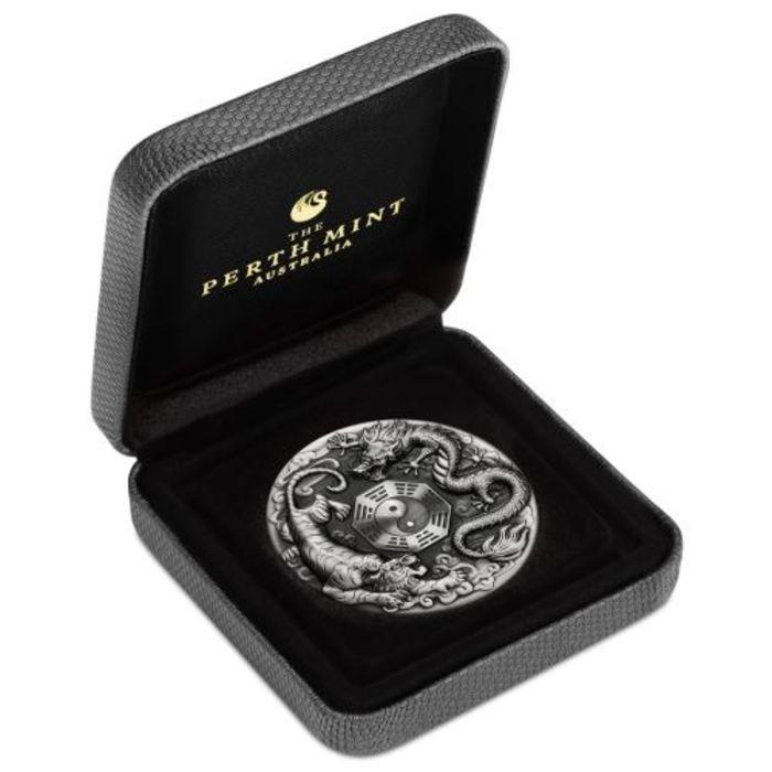 Miniaturbild: Tuvalu 2021 – Dragon and Tiger with Bagua – $2 silver coin 2 oz
