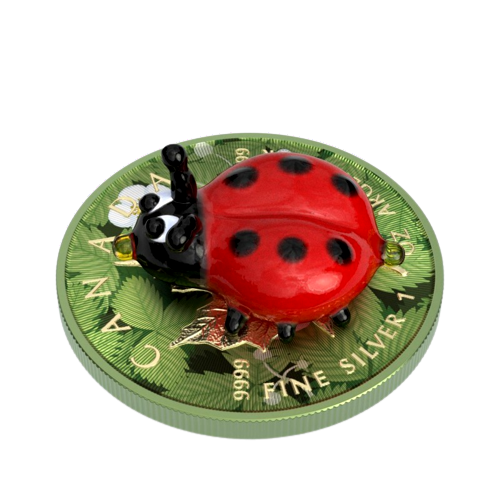 Miniatura: LADYBUG - Murano Glass Series - Maple Leaf 1oz .9999 Silver $5 Canada 2022