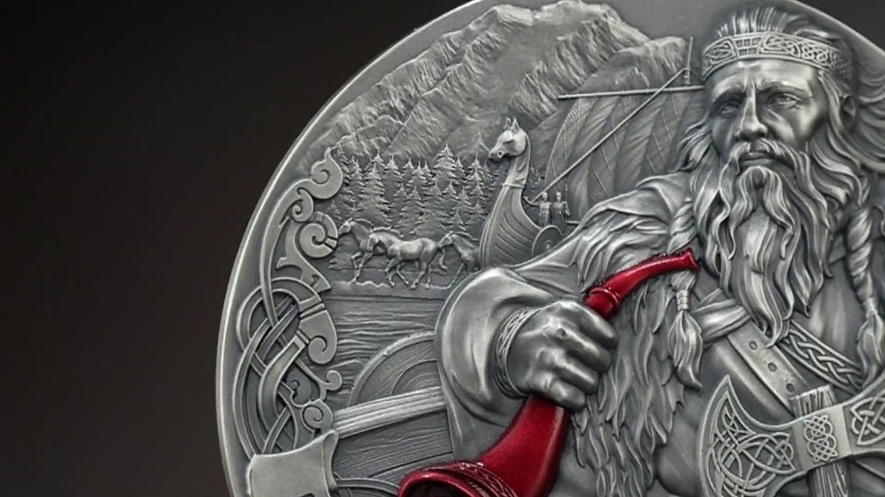 Thumbnail: Leif Eriksson The Way to Valhalla 2 oz Antique finish Silver 2000F Cameroon 2025
