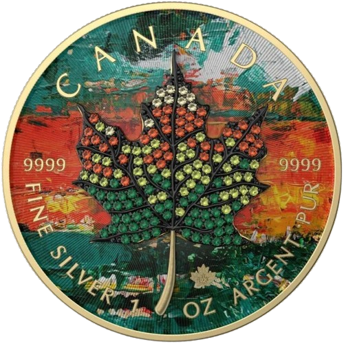 Miniatura: 2022 Canada $5 1oz 999.9 Silver Maple Leaf Seasons March Bejeweled Leaf Insert