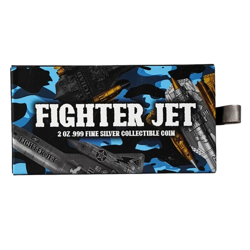 Thumbnail: FIGHTER JET Weapons of War Gold Glided 2 Oz Silver Coin 10000 Francs Chad 2024