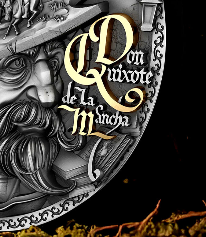 Miniatura: Don Quixote de la Mancha - 2oz .999 High Relief Silver Coin - $5 Niue 2024