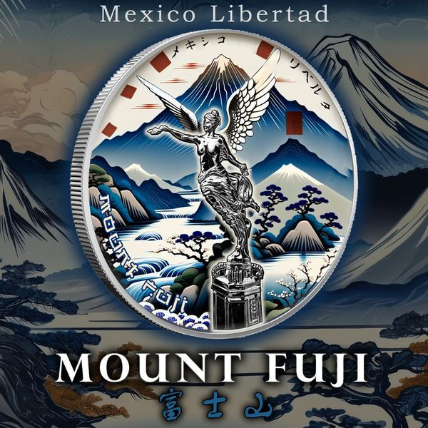 Miniatura: 2023 Mexico Libertad Colorized & Enhanced "Mount Fuji" 1oz .999 Silver