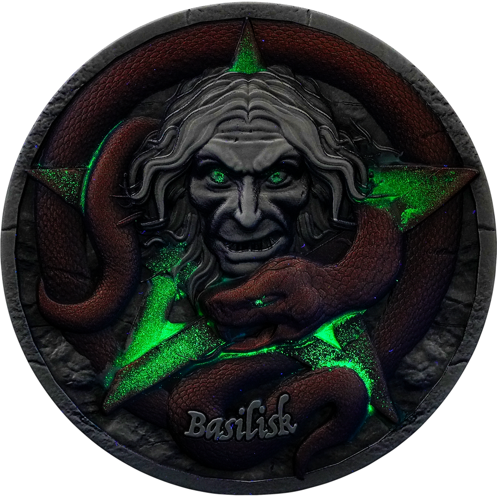 Miniature : Basilisk: The Gaze of Death - Legends of the Serpentine Realm - 2 oz Silver 2025