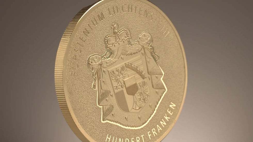 Miniaturbild: RHINE VALLEY 100 Years Swiss Franc 5 Oz Silver Coin 25 Francs Liechtenstein 2024