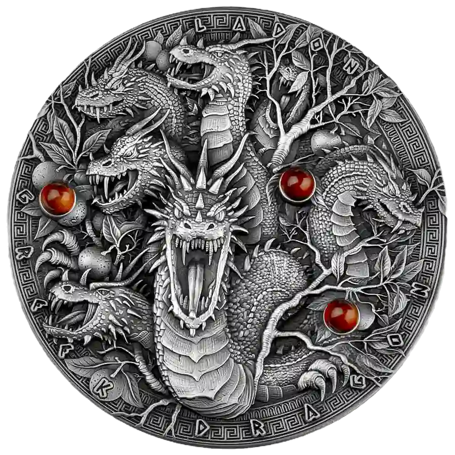 Thumbnail: LADON GREEK DRAGON Dragons 2 Oz Silver Coin 2$ Niue 2022