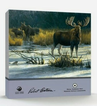 Miniatura: 2012 250 $ ROBERT BATEMAN: RODZINA ŁOSI - CZYSTE SREBRNA KILO MONETA