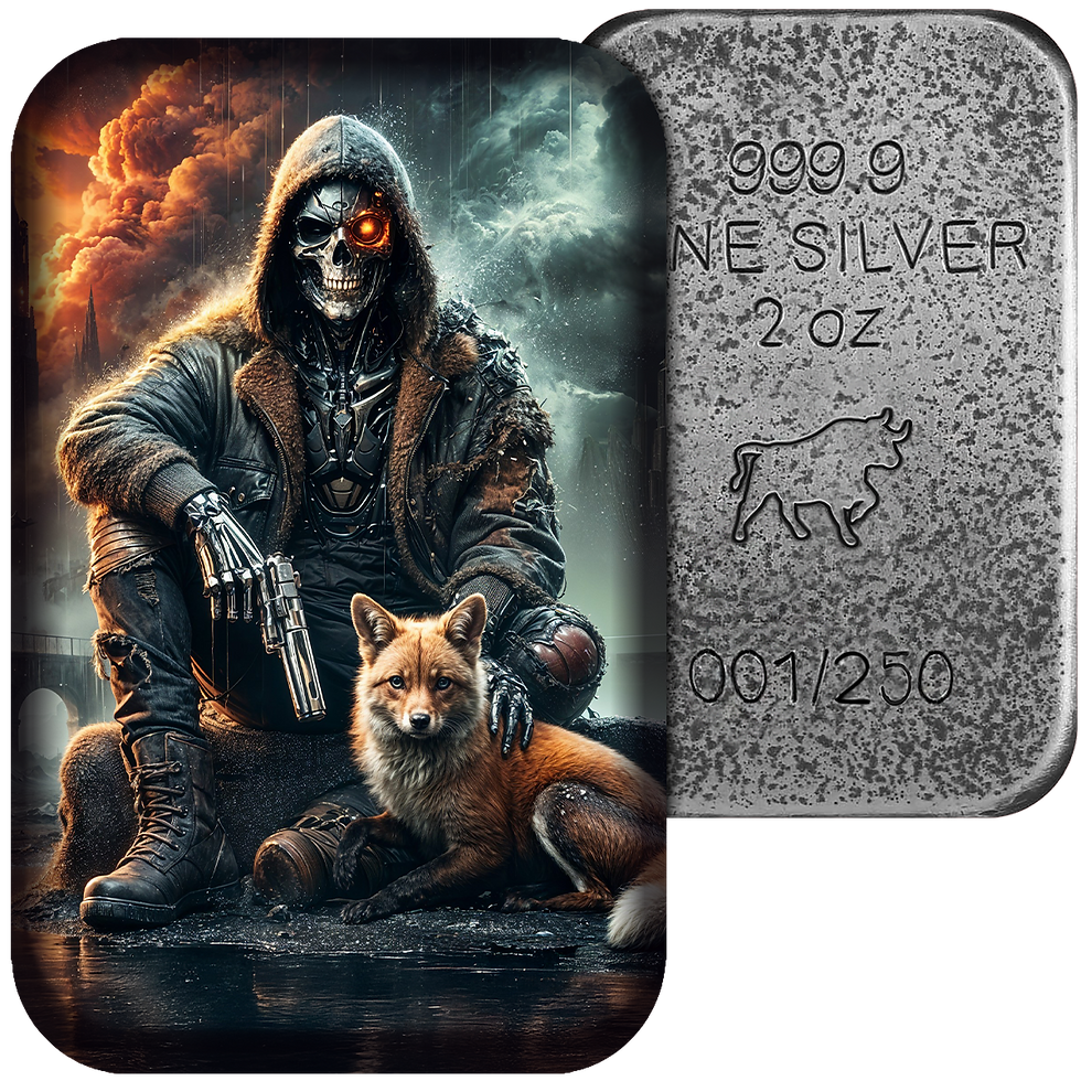 Thumbnail: Terminator & Fox by Asturmint 2 oz 999.9 silver cast bar