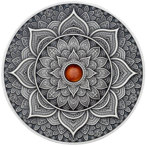 Thumbnail: INDIAN: Mandala Art IX - 3 Oz High Relief Silver Coin - 10$ Fiji 2023