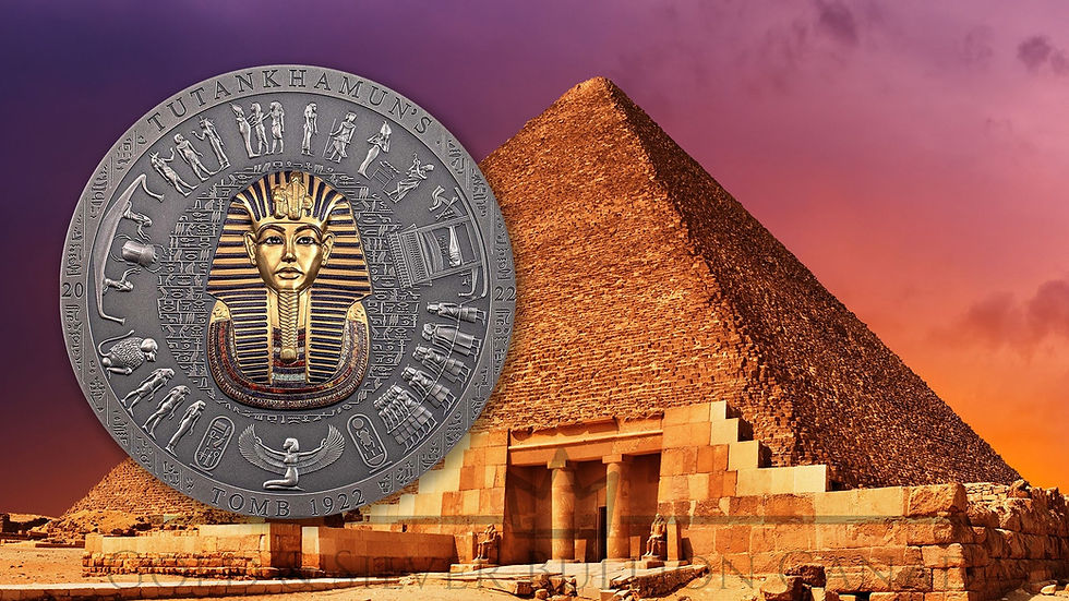 Thumbnail: TUTANKHAMUN’S TOMB 1922 Archeology Symbolism Colored 3 Oz Silver Coin 20