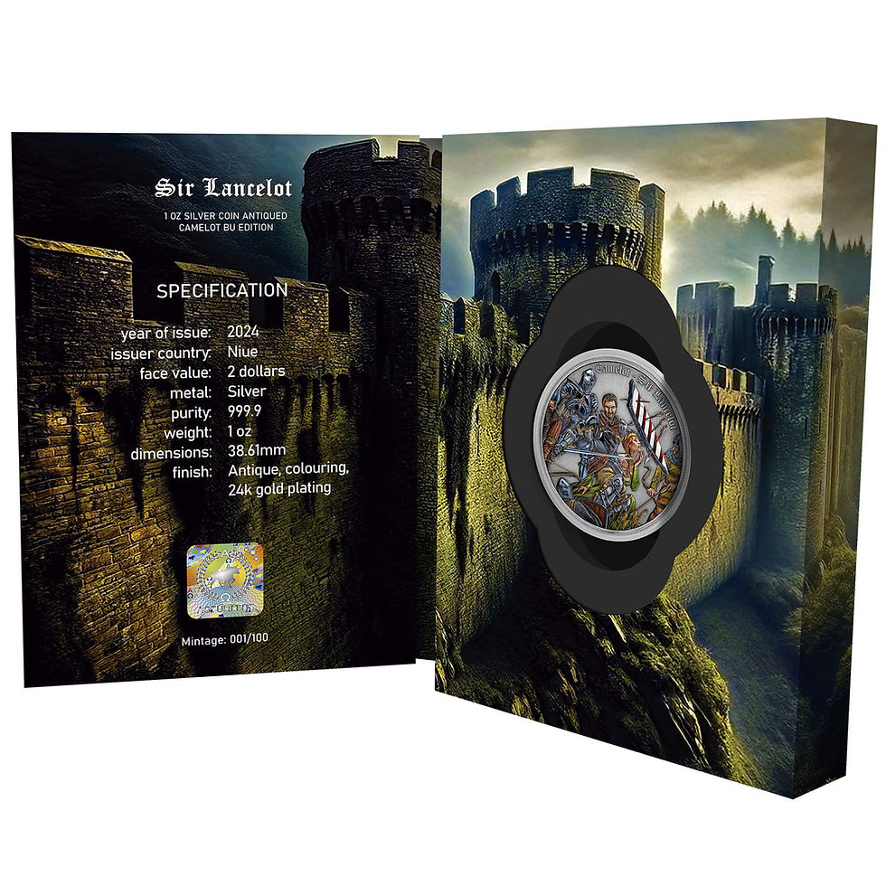 Thumbnail: Sir Lancelot Camelot - 1oz .999 Silver Colorized Antiqued Edition - $2 Niue 2024