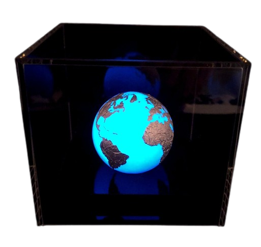 Miniatura: BLUE MARBLE Glow in the Dark Planet Earth 3 Oz Silver Coin 5$ Barbados 2023