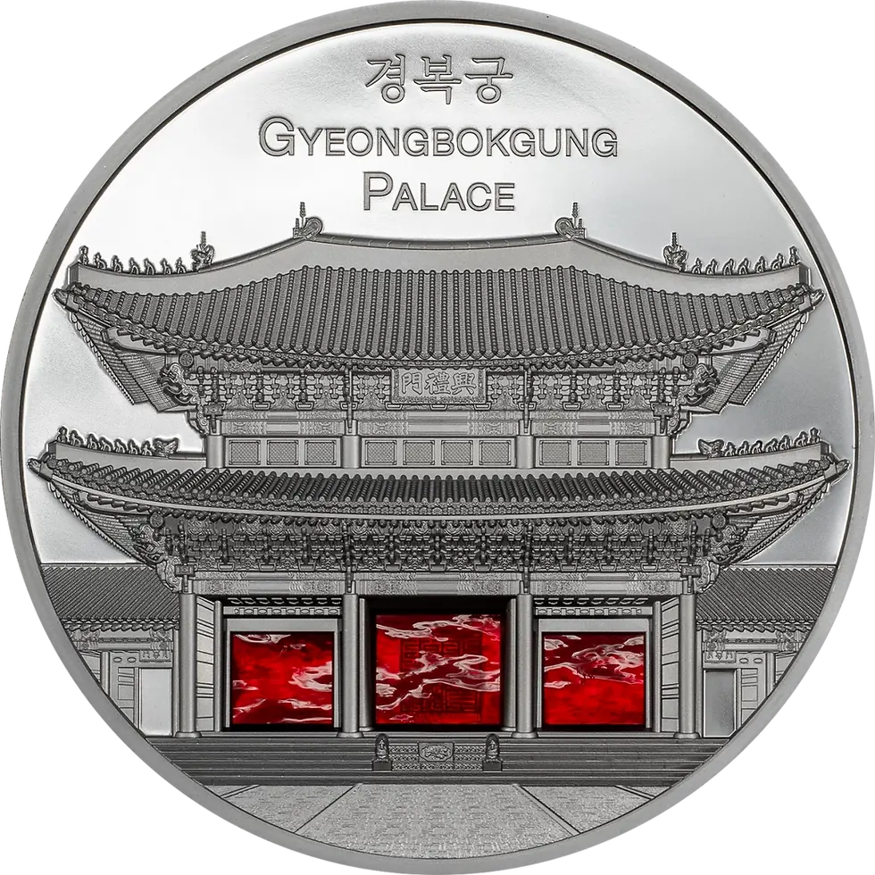 Miniaturbild: GYEONGBOKGUNG Tiffany Art Metropolis 5 Oz Silver Coin 25$ Palau 2024