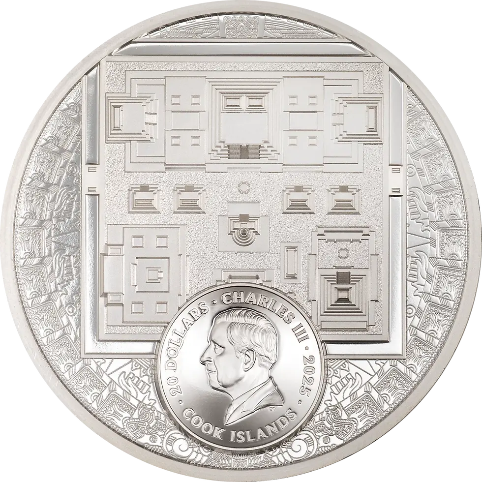 Miniatura: AZTEC EMPIRE 3 Oz Silver Coin 20$ Cook Islands 2025