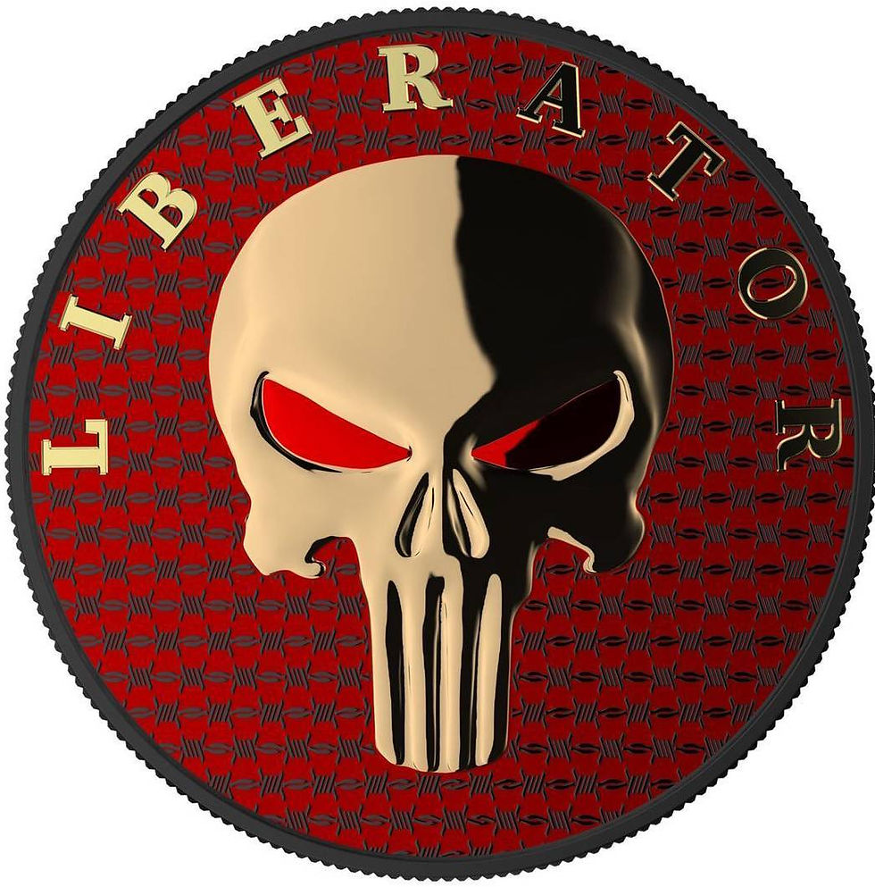 THE LIBERATOR RED 2021 ONE SOUL 1 OZ .999 FINE SILVER ROUND WITH GOLD GILDING