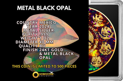 METAL BLACK OPAL Gold 1 Oz Silver Coin Mexico 2024 | Gold