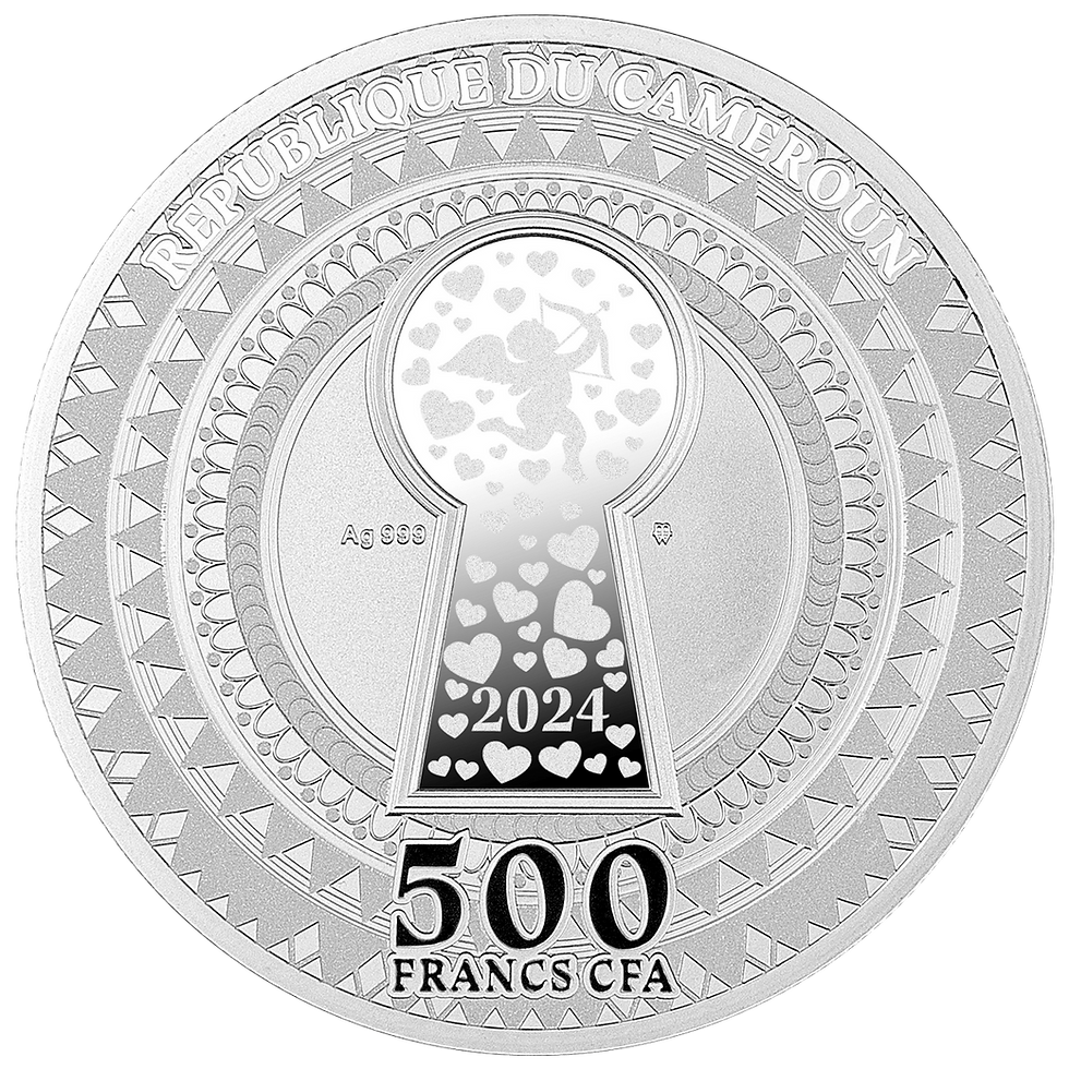 Miniature : 2024 Cameroon Key of Love 17.5g Silver Coin 500 Francs CFA Cameroon 2024