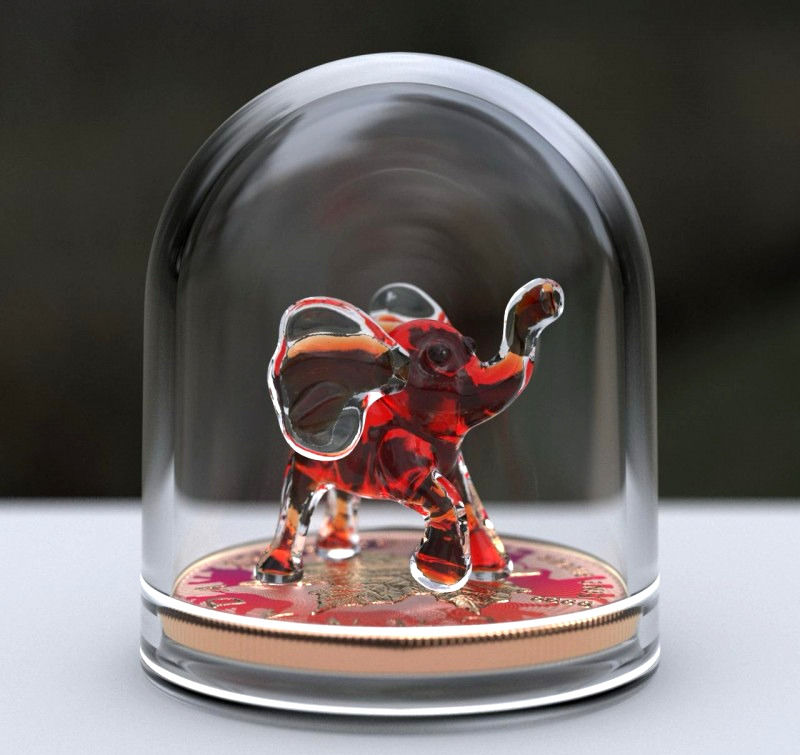 RED ELEPHANT - Murano Glass Series - Maple Leaf 1oz .9999 Silver $5 Canada 2022