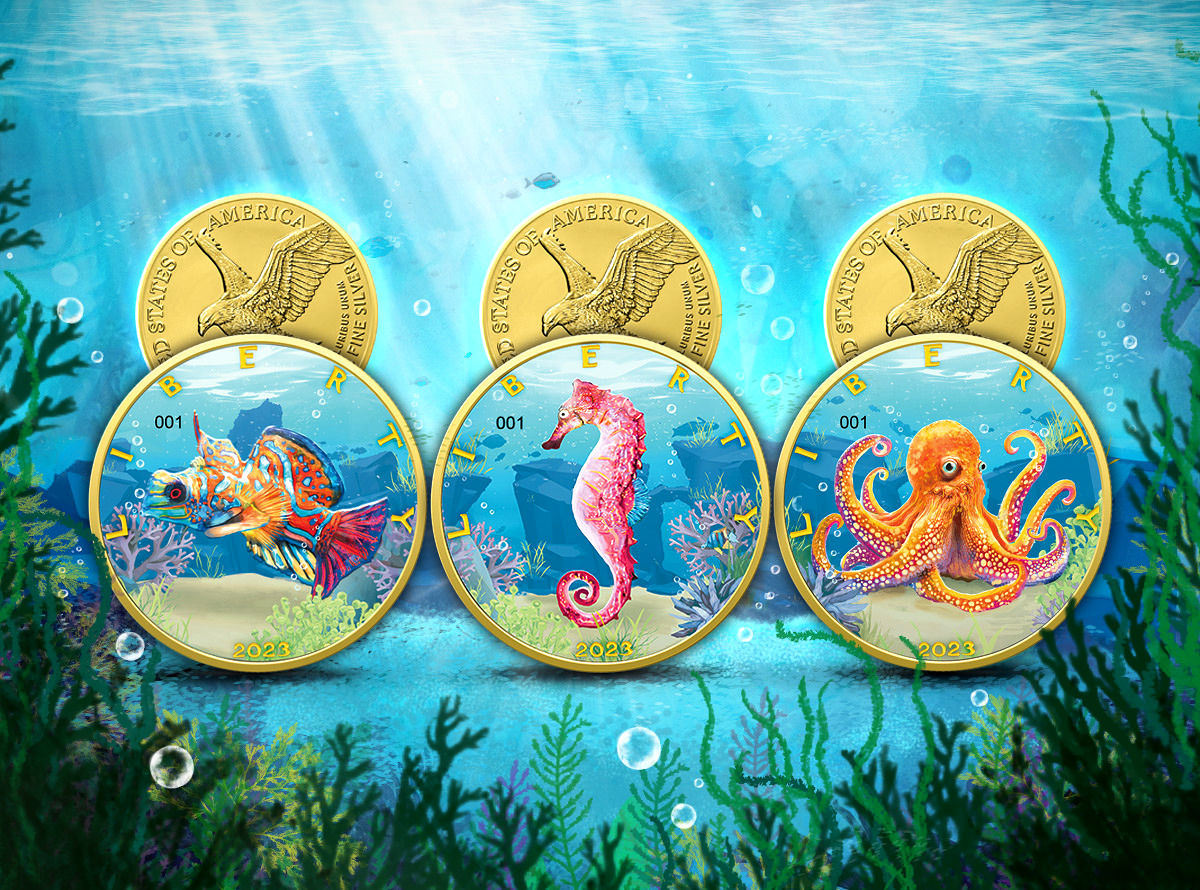 Colour of Paradise II - Collection 3 x 1 oz .999 Silver American Eagle BU 2023